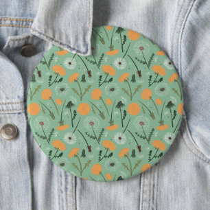 Badge Rond 15,2 Cm Dandelion Fleurs Orange Floral Modèle