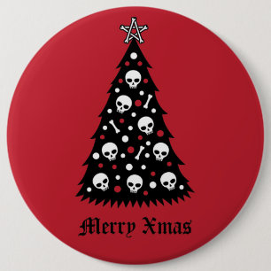 Badge Rond 15,2 Cm Dark Xmas Tree
