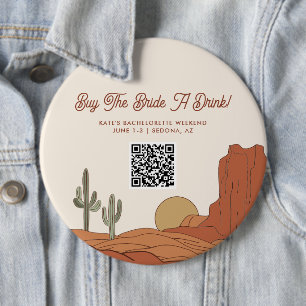 Badge Rond 15,2 Cm Desert Theme Acheter L'Épouse Un Verre QR Code