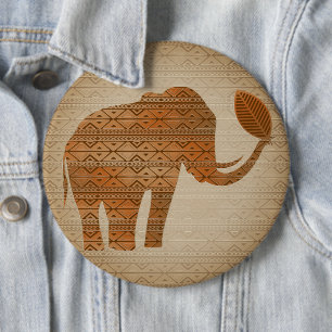 Badge Rond 15,2 Cm Design d'art tribal des éléphants