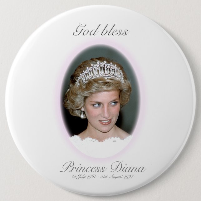 Badge Rond 15,2 Cm Dieu Béni Princesse Diana - Souvenir (Devant)