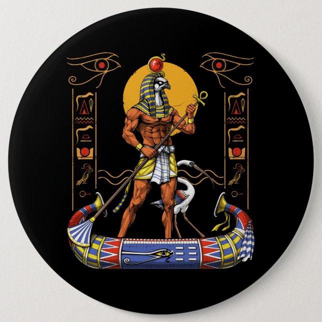Badge Rond 15,2 Cm Dieu égyptien Ra (Devant)