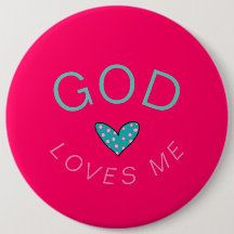 Dieu m'aime Bouton rose foncé