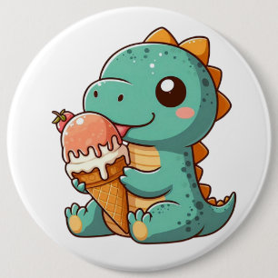 Badge Rond 15,2 Cm Dino mignonne de glace mangeur