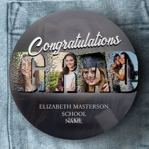 Badge Rond 15,2 Cm Diplômé Personnalisé Photo Félicitations Keepsaké