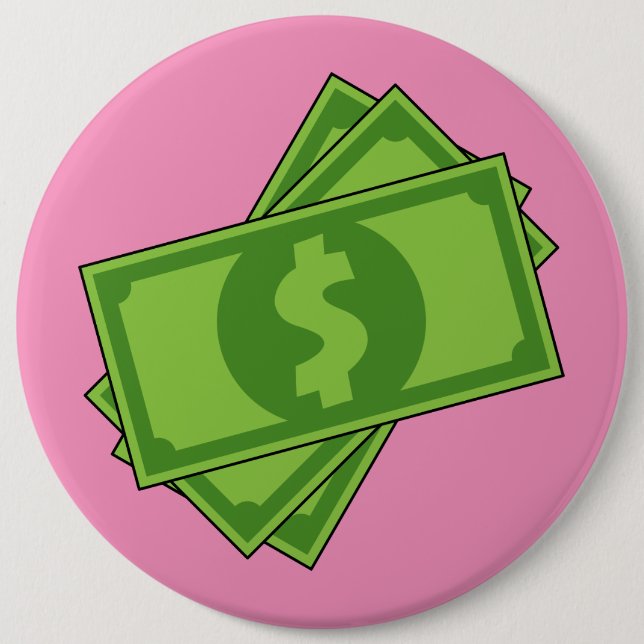 Badge Rond 15,2 Cm Dollar de l'argent du dessin (Devant)