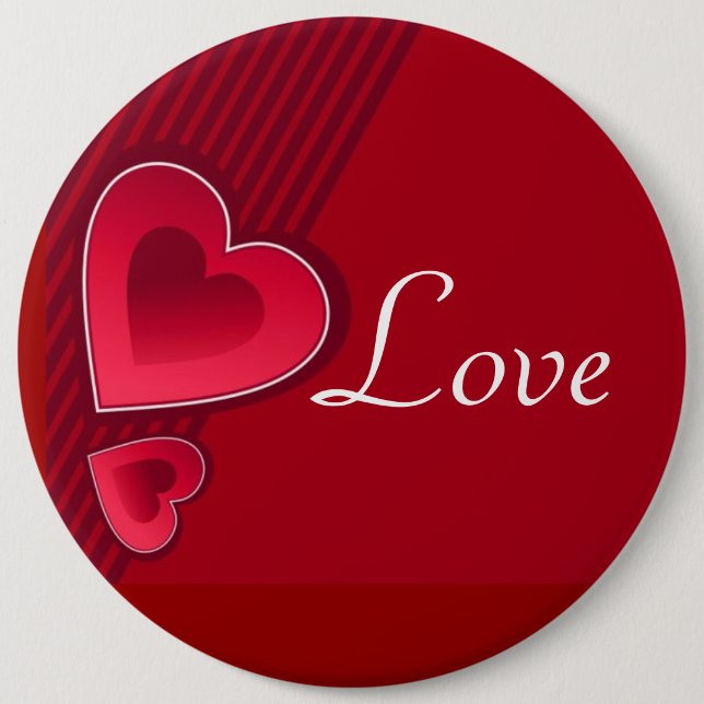 Badge Rond 15,2 Cm Double Coeur amour (Devant)