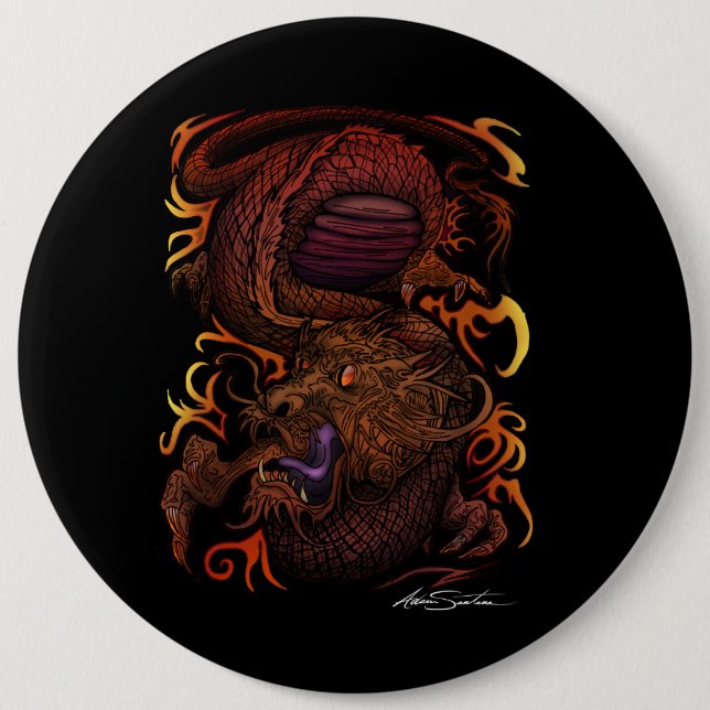 Badge Rond 15,2 Cm Dragon (conception de signature) (Devant)