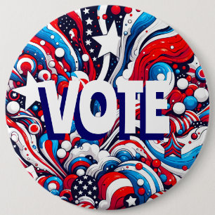 Badge Rond 15,2 Cm Drapeau américain rouge, blanc et bleu Vote Large