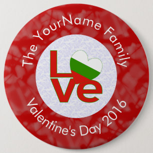 Badge Rond 15,2 Cm Drapeau Bulgare Rouge AMOUR Personnalisé 