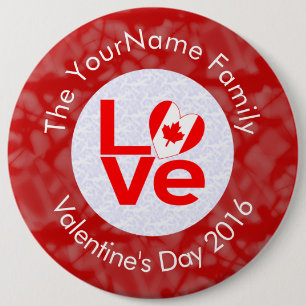Badge Rond 15,2 Cm Drapeau canadien Red LOVE personnalisé