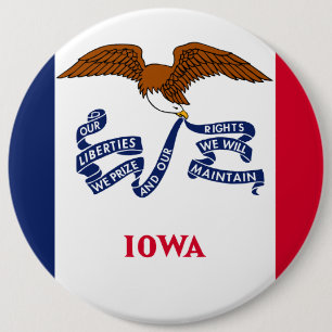Badge Rond 15,2 Cm Drapeau d'état de l'Iowa