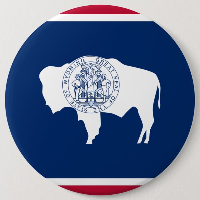 Badge Rond 15,2 Cm Drapeau d'État du Wyoming (Devant)