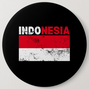 Badge Rond 15,2 Cm Drapeau Indonésie Vintage