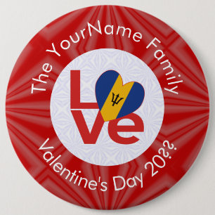Badge Rond 15,2 Cm Drapeau personnalisé LOVE rouge barbadien