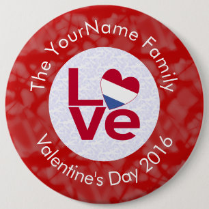 Badge Rond 15,2 Cm Drapeau personnalisé Netherlander Red LOVE