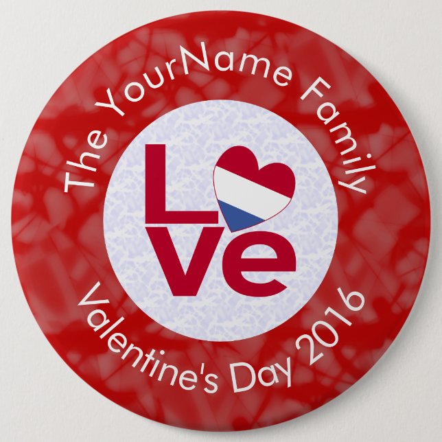 Badge Rond 15,2 Cm Drapeau personnalisé Netherlander Red LOVE (Devant)