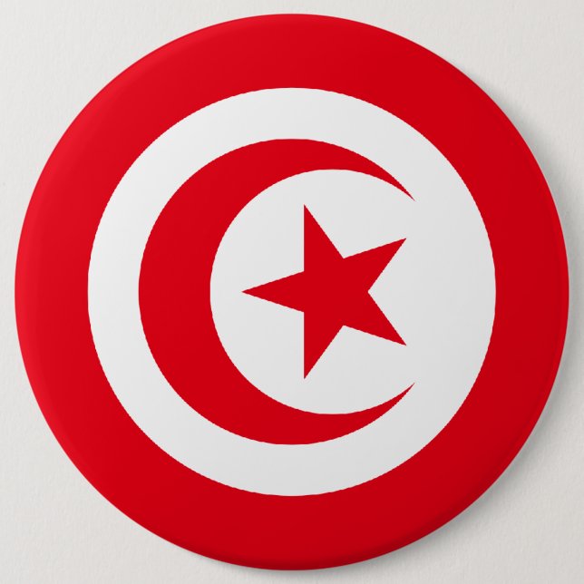 Badge Rond 15,2 Cm Drapeau tunisien (Devant)