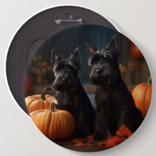 Badge Rond 15,2 Cm Écossais Terrier Chiot Automne Citrouille délice
