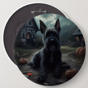 Badge Rond 15,2 Cm Ecosse Terrier Citrouille Halloween effrayant