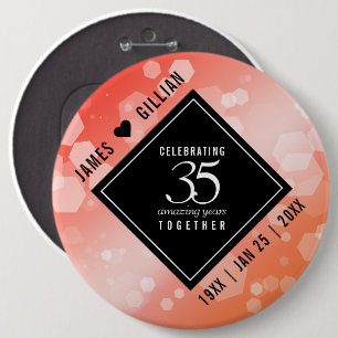 Badge Rond 15,2 Cm Elegant 35th Coral Wedding Anniversary Celebration