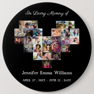 Badge Rond 15,2 Cm Élégant collage photo funéraire Sympathie
