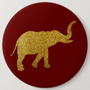 Badge Rond 15,2 Cm Eléphant de trompette d'or