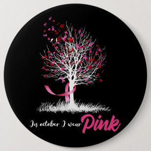 Badge Rond 15,2 Cm En Octobre Nous Portons Pink Tree Breast Cancer Aw
