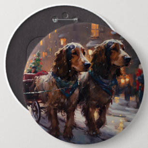 Badge Rond 15,2 Cm English Cocker Spaniel Saison de Noël festive