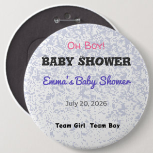 Badge Rond 15,2 Cm Épingle de Baby Shower Équipe Fille Équipe Gar