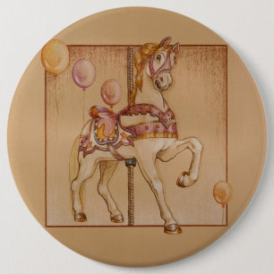 Badge Rond 15,2 Cm Épingles, boutons - Carrousel de poney pourpre