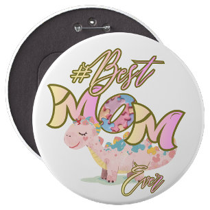 Badge Rond 15,2 Cm Épinglette Autisme Meilleure Mère du Monde