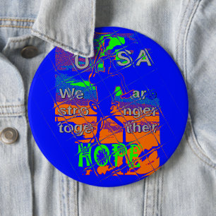 Badge Rond 15,2 Cm Espoir psychédélique des Etats-Unis : Art Blue Uni