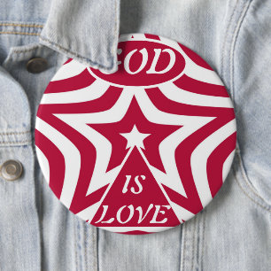 Badge Rond 15,2 Cm Étoile blanche et rouge "Dieu est amour" Étoile à