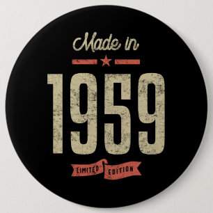 Badge Rond 15,2 Cm Fait En 1959 Cadeau Anniversaire
