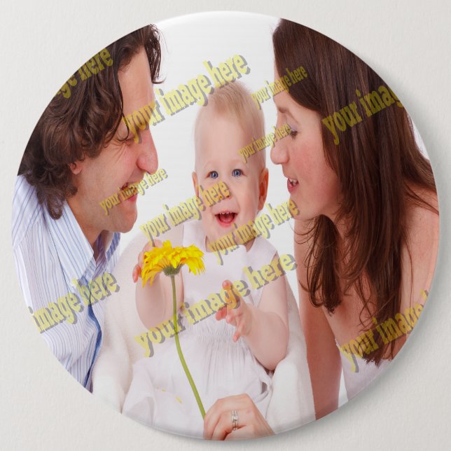 Badge Rond 15,2 Cm FAMILLE Photo ✨ Lovely Custom (Devant)