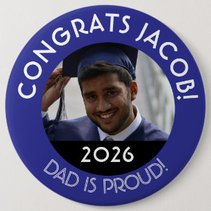 Badge Rond 15,2 Cm Félicitations personnalisées Grand Photo Papa Fier