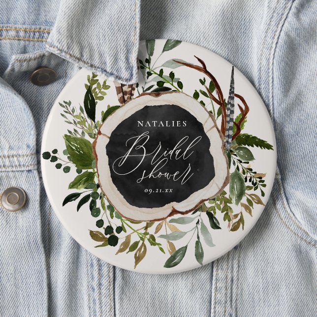 Badge Rond 15,2 Cm Ferme rustique grange douche botanique (En situation)