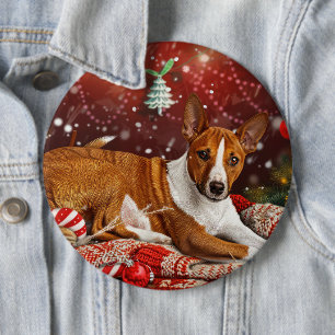 Badge Rond 15,2 Cm Festival de Noël de Chien Basenji