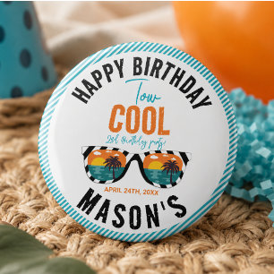 Badge Rond 15,2 Cm Fête d'anniversaire de 2 ans pour Two Cool Boy