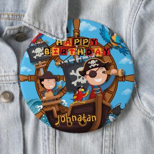 Badge Rond 15,2 Cm Fête d'anniversaire pirate