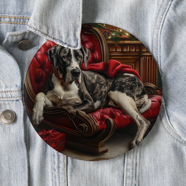 Badge Rond 15,2 Cm Fête de Noël du chien Danse (En situation)