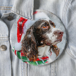 Badge Rond 15,2 Cm Fête de Noël Springer Spaniel Dog