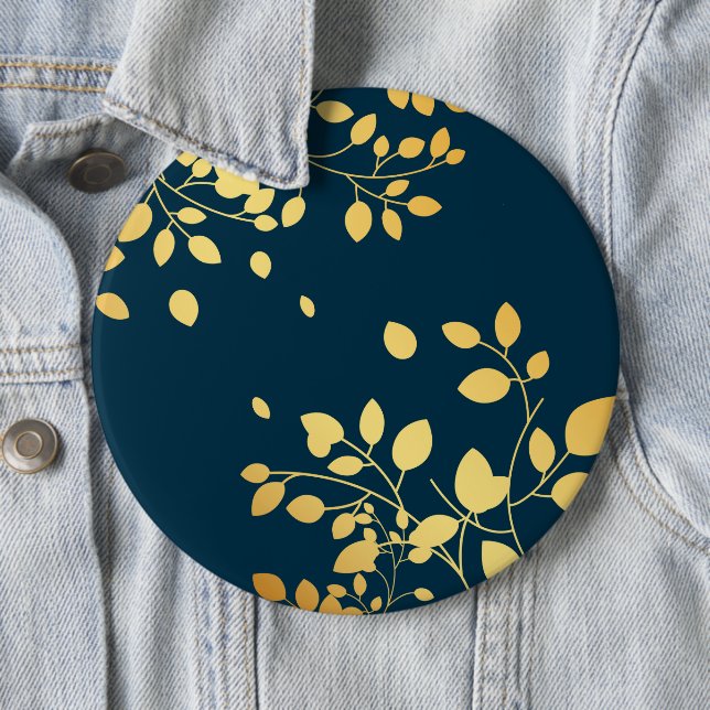 Badge Rond 15,2 Cm Feuilles d'or 8 (En situation)