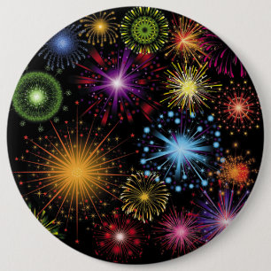 Badge Rond 15,2 Cm Feux d'artifice coloré dynamique Décor