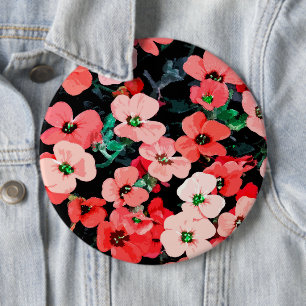 Badge Rond 15,2 Cm Fleur rouge aquarelle