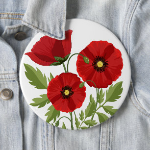 Badge Rond 15,2 Cm Fleurs d'été joyeuses floraison de pavot