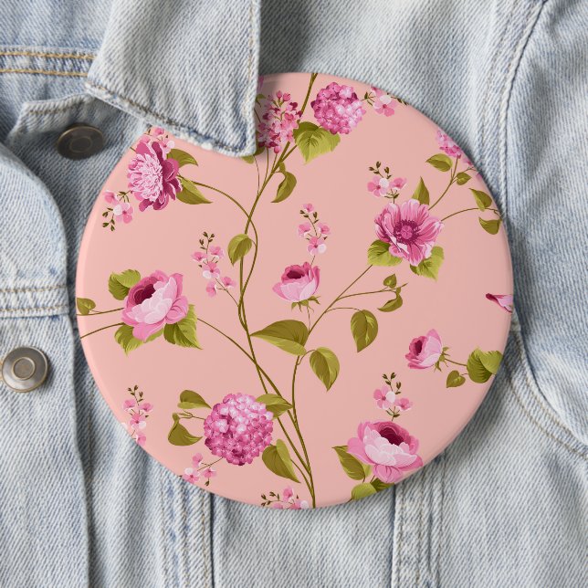 Badge Rond 15,2 Cm Fleurs Motif 17 (En situation)