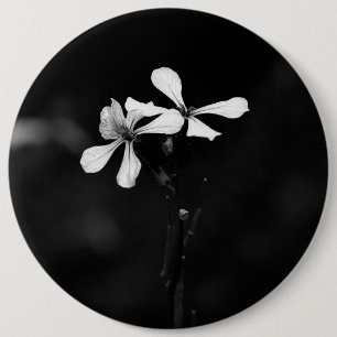 Badge Rond 15,2 Cm floral noir et blanc minimal
