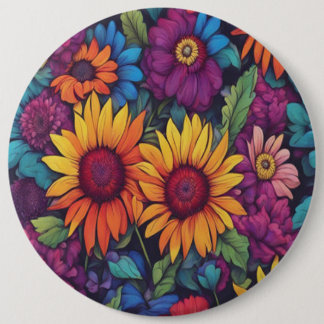 Badge Rond 15,2 Cm Flore de tournesol #212 -
